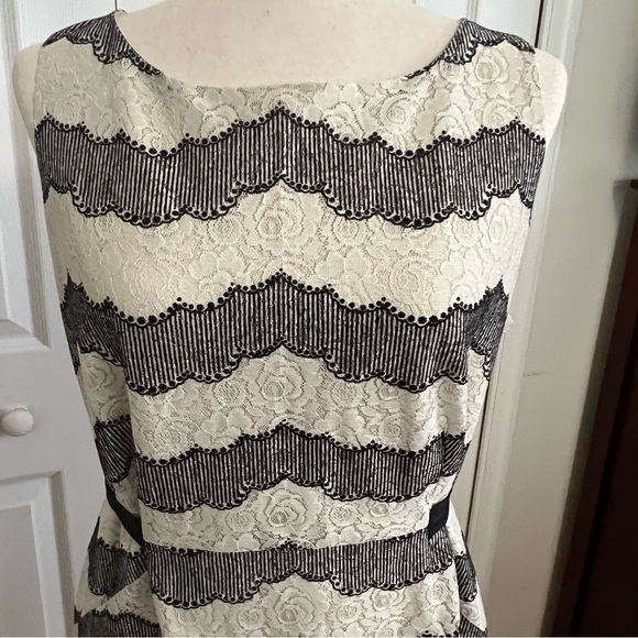 Eva Mendes for New York & Company Black and Cream Lace Mini Dress size 12 - Picture 4 of 10
